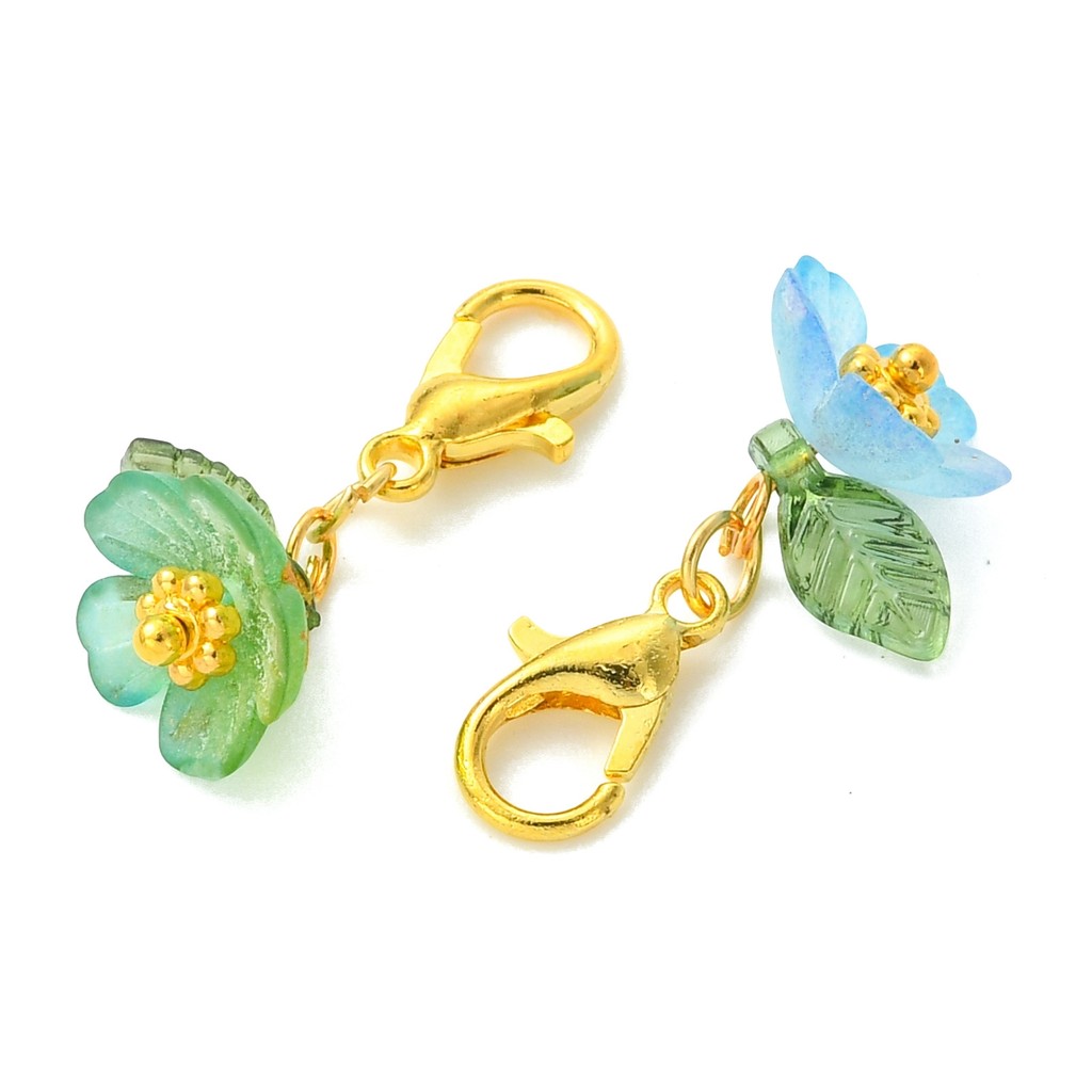 64pcs Transparent Acrylic Pendant Decorations, Flower Charms